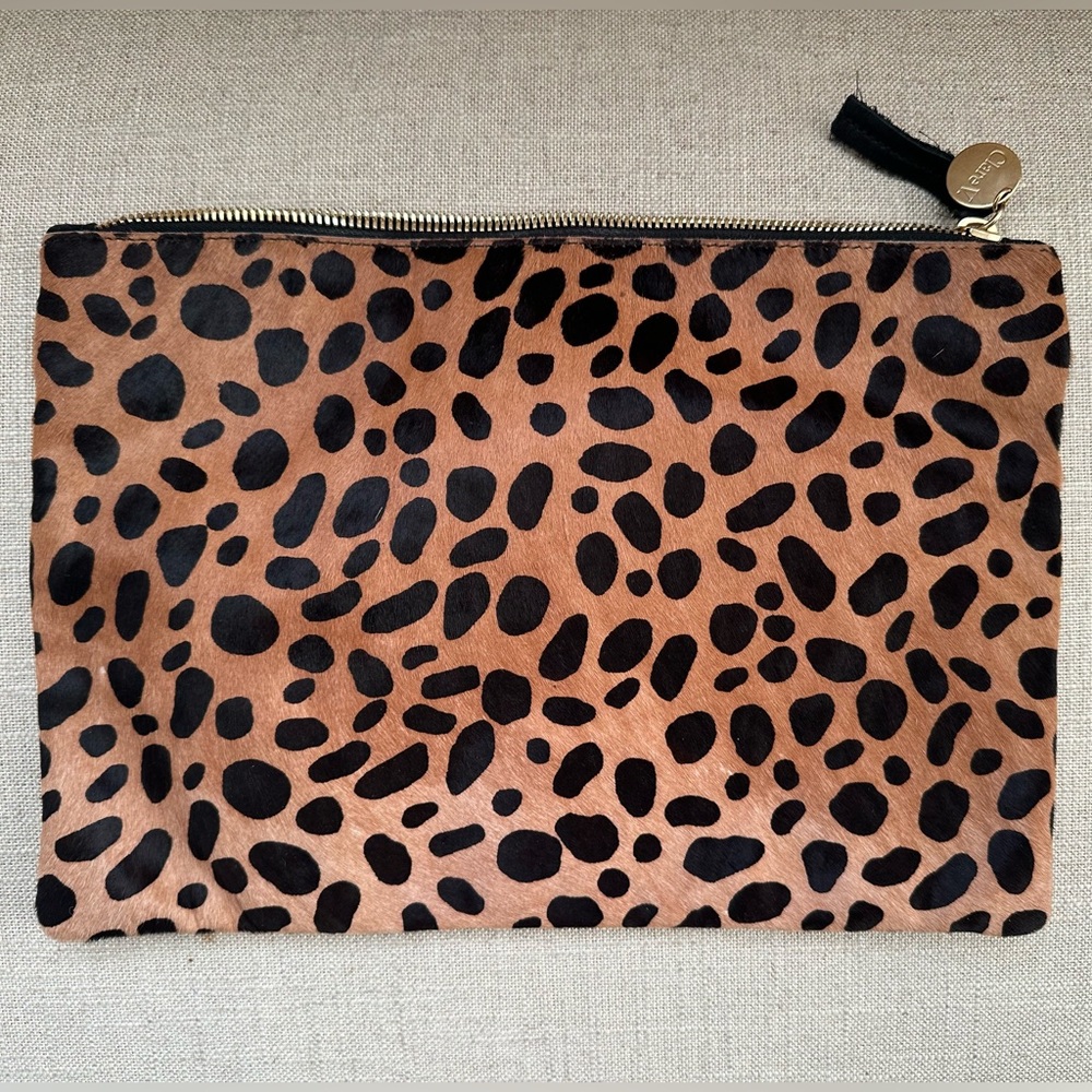 Clare V Leopard Flat Haircalf Clutch